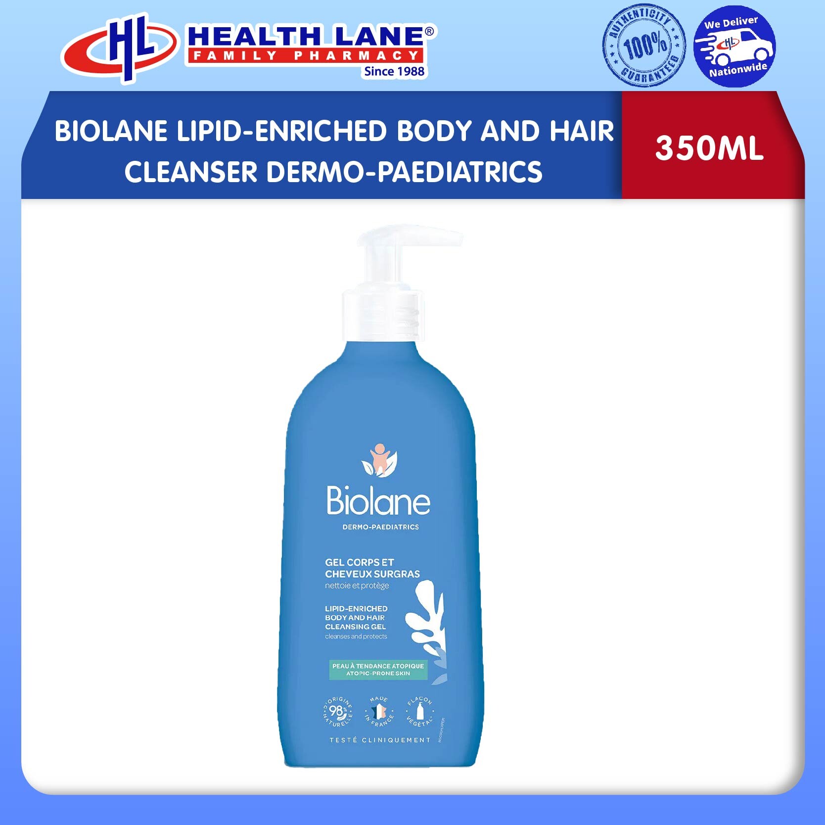 BIOLANE LIPID-ENRICHED BODY AND HAIR CLEANSER DERMO-PAEDIATRICS (350ML)